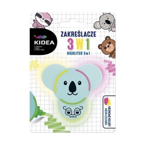 Zakreślacz KIDEA z figurką 3W1 zielony żółty różowy mix wzorów /ZF3W1KA/