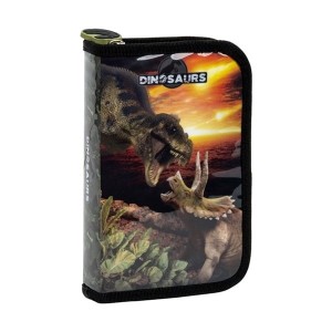 Piórnik pojedynczy dwuklapkowy z wyposażeniem DERFORM dinozaur 18 1szt. /PWJDN18/