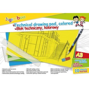 Blok techniczny A3/150g kolorowy 10 kartek GIMBOO /7540BTS17-99/K/