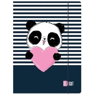 Teczka z gumką A4 kartonowa lakierowana 300g ST.RIGHT LOVE PANDA 1szt.