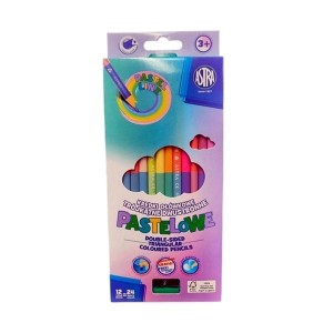Kredki ołówkowe trójkątne dwustronne 12 kredek 24 kolory ASTRA pastel LINE pastelowe + temperówka /312120003/