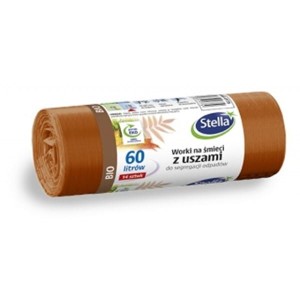 Worki na śmieci 60L LDPE 25µm STELLA do segregacji brązowe 14szt. (bBIO) /ST-ST-035175/
