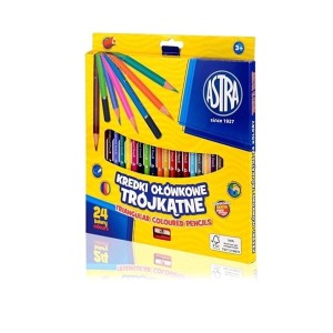 Kredki ołówkowe trójkątne 24 kolory ASTRA + temperówka  /312110003/