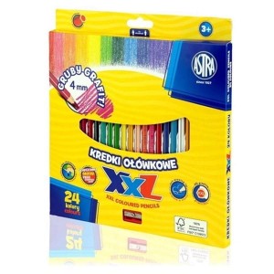 Kredki ołówkowe  24 kolory ASTRA grafit XXL 4mm  + temperówka /312120004/