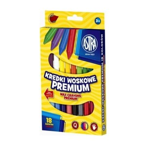 Kredki woskowe (świecowe) 18 kolorów ASTRA /316111002/