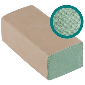 Ręcznik ZZ zielony makulatura 1-warstwowy 38g 4000szt. 20op. X 200 listków 23x25cm IDEST /RZZZ4/