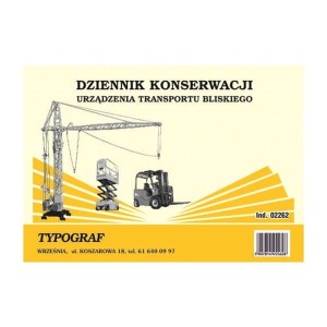 Druk offsetowy dziennik konserwacji urządzenia transportu bliskiego A5/32 KARTKI TYPOGRAF /02262/