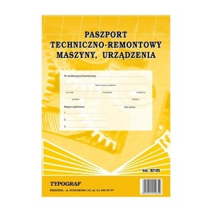 Druk offsetowy paszport techniczno-remontowy maszyny/urządzenia A4/10 kartek TYPOGRAF /02185/