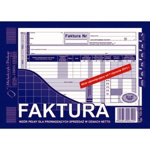 Druk samokopiujący faktura VAT brutto A5 80 kartek wielostawkowa TYPOGRAF /01091/