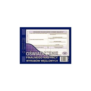 Druk samokopiujący oświadczenie finalnego nabywcy wyrobów węglowych A5 80 kartek oryginał + kopia MICHALCZYK I PROKOP /306-3/