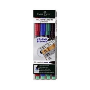 Marker foliopis/do CD 1mm M okrągły FABER CASTELL MULTIMARK w etui 4kolory /152504FC/