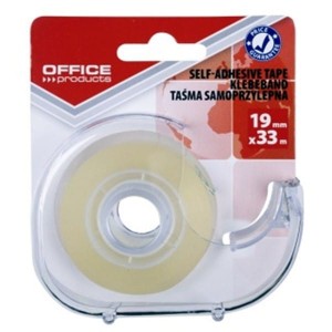 Taśma klejąca 19mm x 33m OFFICE PRODUCTS CRYSTAL/krystaliczna (transparentna) z podajnikiem 1szt. /18221931-90/