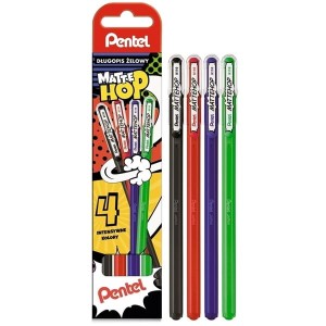 Długopis żelowy 1,0mm PENTEL MATTEHOP 4 kolory niebieski czarny czerwony zielony 4szt. /K110-ST4ABCDPL/