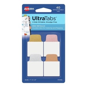 Zakładki indeksujące 25,4x38,1mm PP 4x10szt. kolory metaliczne AVERY ZWECKFORM ultra tabs usuwalne 40szt.  /74785/
