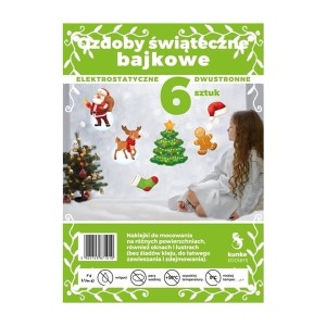 Naklejki/ozdoby elektrostatyczne KUNKE STICKERS dwustronne świąteczne bajkowe mix wzorów 6szt. /7F32-596EE/