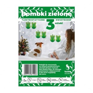 Naklejki/ozdoby elektrostatyczne KUNKE STICKERS dwustronne bombki zielone 6 bombek 3 arkusze /B304-661FF/