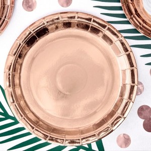 Talerze papierowe 23cm PARTYDECO okrągłe różowe złoto 6szt. /TPP36-019R/