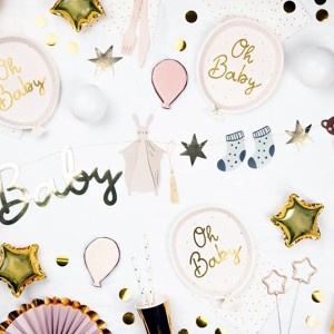 Talerze papierowe 17,5x22cm PARTYDECO w kształcie balona z nadrukiem OH BABY 6szt. /TPP79/