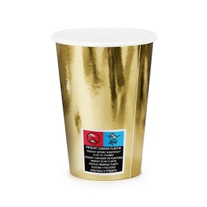Kubki papierowe 220ml PARTYDECO złote metalizowane 6szt. /KPP57-019ME-EU1/