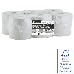 Papier toaletowy jumbo makulatura 1-warstwowy szary 1x32g 180m gofrowany MERIDA ECONOMY 12szt.