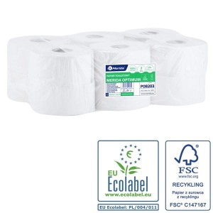 Papier toaletowy jumbo makulatura 2-warstwowy biały 2x18g 140m gofrowany MERIDA OPTIMUM 12szt.
