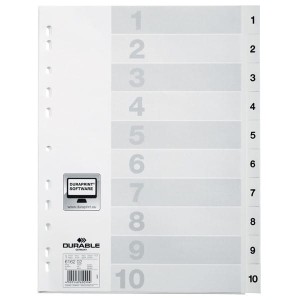 Przekładki A4 wykonane z PP nadrukowane indeksy 1-10 /616202/
