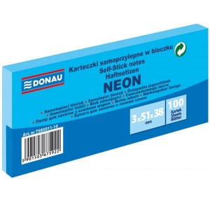 Notes samoprzylepny 38x51mm 3x100 kartek neonowy niebieski DONAU /7585011-10/
