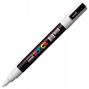 Marker z farbą plakatową okrągły 0,9-1,3mm UNI POSCA PC-3M biały NR 1 1szt.  /UNPC3M/DBI/ /138394/