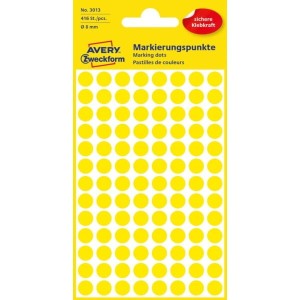 Etykiety papierowe okrągłe 8mm AVERY ZWECKFORM 4ark 416etykiet żółte /3013 /