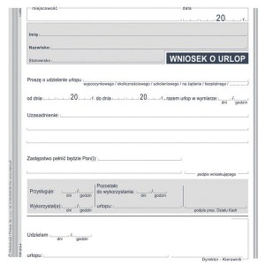 Druk "Wniosek Urlopowy" MICHALCZYK I PROKOP 2/3 A5 /513-4/