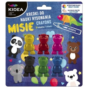 Kredki świecowe 6 kolorów misie 6szt. /KMNR6KKA/