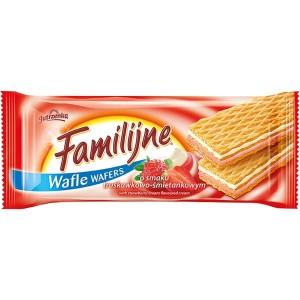 Ciastka wafle FAMILIJNE truskawkowo-śmietankowe 180g