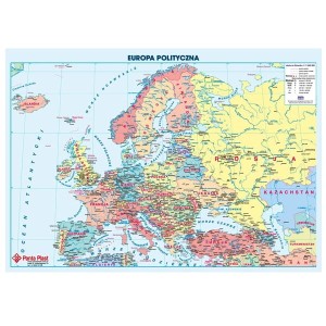 Podkładka na biurko z mapą Europy na tekturce z kieszonką