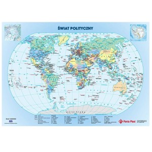 Podkładka na biurko z mapą świata na tekturce z kieszonką