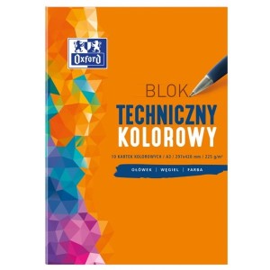 Blok techniczny kolorowy A3/225g 10 kartek barwiony w masie OXFORD 1szt. /400093234/