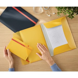Teczka z gumką A4 PP LEITZ COSY z wewnętrzną kieszenią żółta ciepła /46190019/