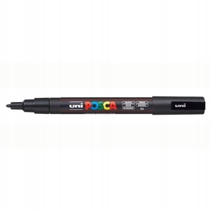 Marker z farbą plakatową okrągły 0,9-1,3mm UNI POSCA PC-3M czarny NR 24 1szt. /UNPC3M/DCA/ /138397/