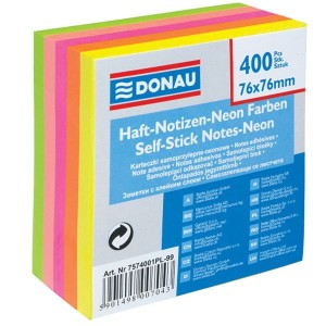 Notes samoprzylepny 76x76 mm neon DONAU 400 kartek /7574001PL-99/