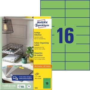 Etykiety papierowe 105x37mm AVERY ZWECKFORM 100ark 1600etykiet czerwone /3452 /