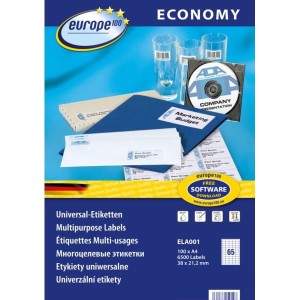 Etykiety papierowe 38x21,2mm AVERY ZWECKFORM economy 100ark 6500etykiet białe /ela001 /
