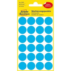 Etykiety papierowe okrągłe 18mm AVERY ZWECKFORM 4ark 96etykiet niebieskie /3005 /
