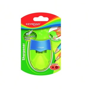 Temperówka plastikowa z pojemnikiem podwójna KEYROAD WAVE mix kolorów blister 1szt. /KR971686/