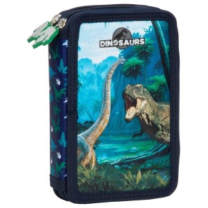 Piórnik podwójny z wyposażeniem DERFORM dinozaury 19 1szt. /PWDDN19/