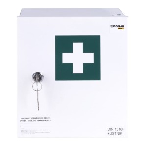 Apteczka ścienna DONAU SAFETY 24x22x12cm wyposażenie DIN 13164 i aparat do sztucznego oddychania /32543311-14/