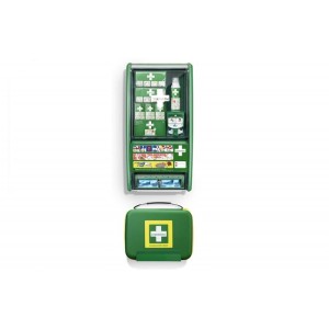 Apteczka ścienna CEDERROTH FIRST AID STATION 55,8x28,6x11,7cm + apteczka przenośna NORMA DIN 13157 31x8,6x26cm z wyposażeniem 1szt. /51011008/
