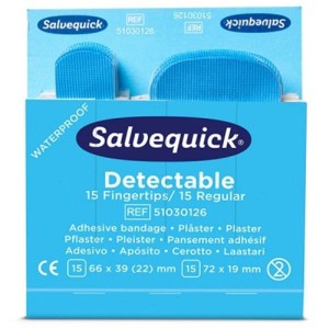 Plastry wykrywalne CEDERROTH SALVEQUICK na opuszki palców i zwykłe 63x39mm i 72x19mm niebieskie 30szt.  /51030126/