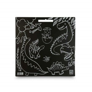 Podkład na biurko 400x400mm STRIGO FUNNY MAT czarny dinozaury w zestawie z 5 kredami /SFU702/