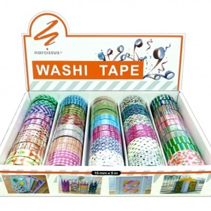 Taśma klejąca/dekoracyjna 15mm x 5m NARCISSUS WASHI TAPE mix wzorów 1szt. /WT/