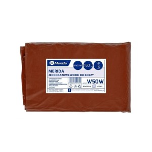 Worki na śmieci 160L LDPE 32µm 90x110cm MERIDA brązowe na odpady BIO 10szt. /W50W/