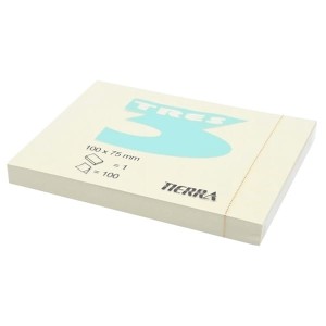 Notes samoprzylepny 75x100mm (76x101mm) 100 kartek pastelowy żółty TRES /NOTZ10075/